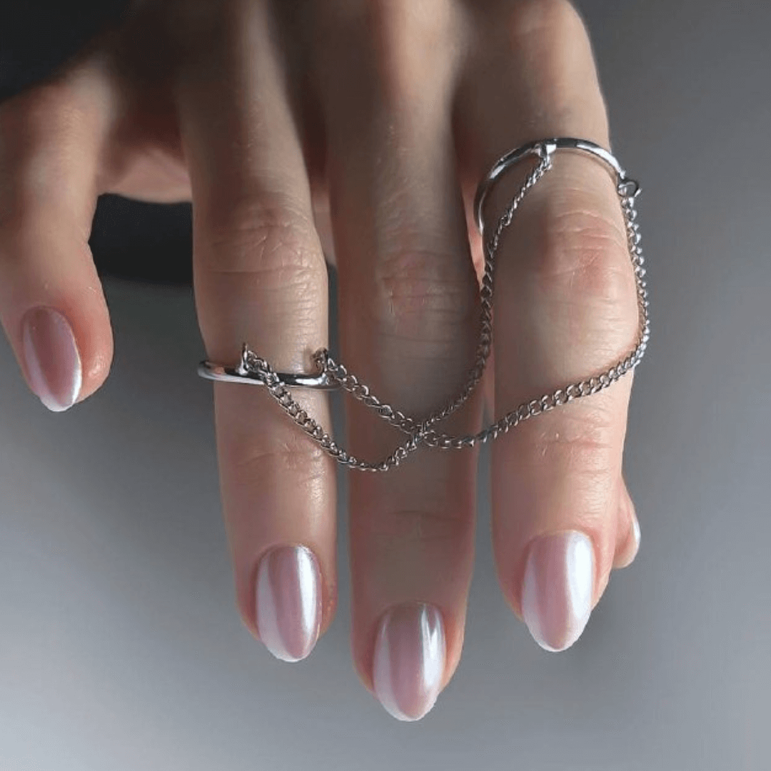 Nude Chrome Nails